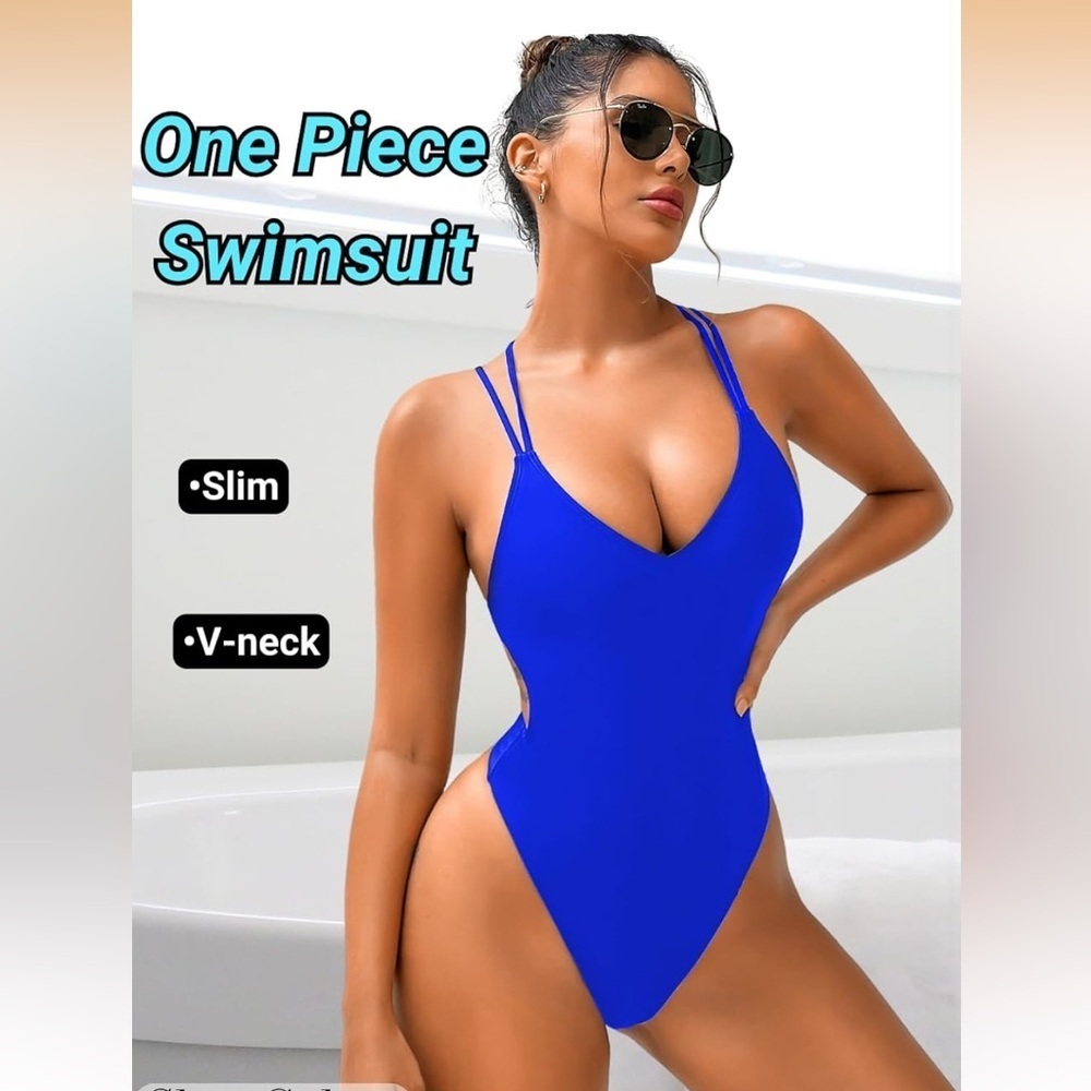 Strappy Blue One-Piece Swimsuit Medium/ 0173-9